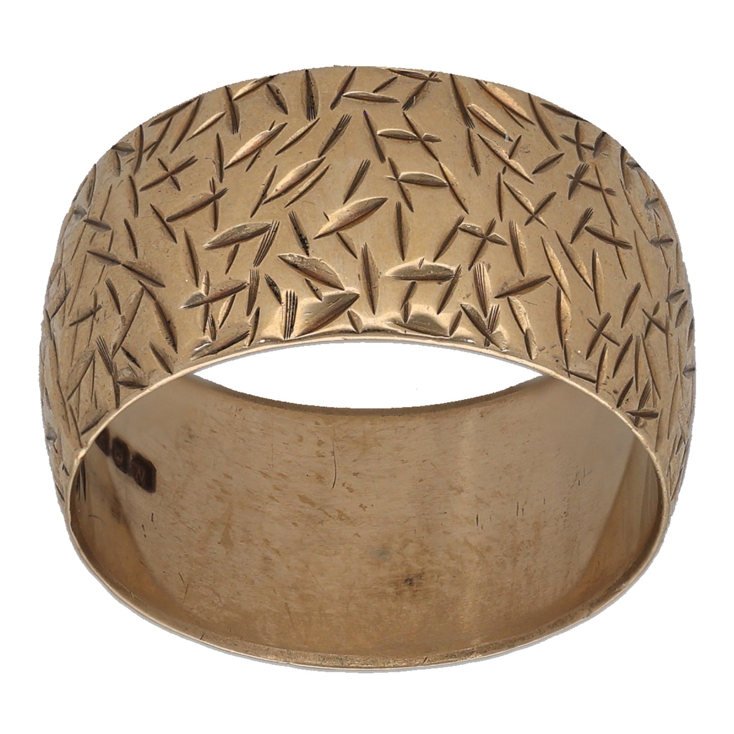 9ct Gold Patterned Wedding Ring Size L