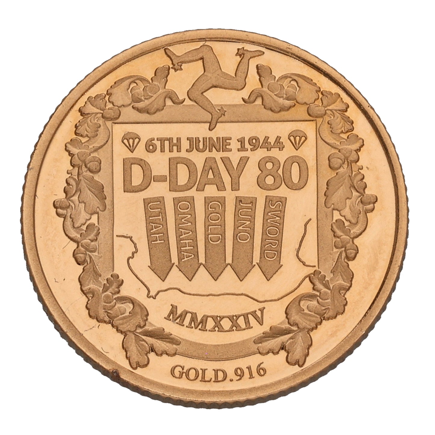22ct Gold Isle Of Man D-Day 80th Anniversary Sovereign Coin 2024