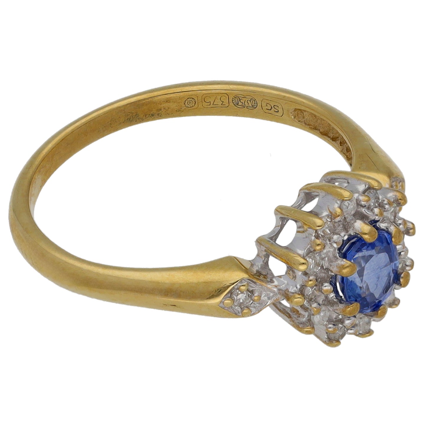 9ct Gold 0.07ct Diamond & Sapphire Dress/Cocktail Ring Size L