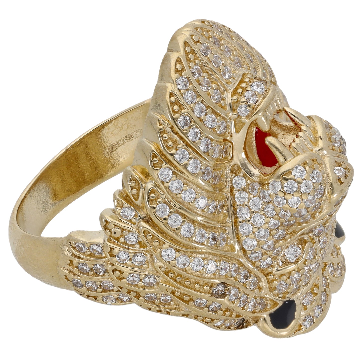 9ct Gold Cubic Zirconia Lion Ring Size S