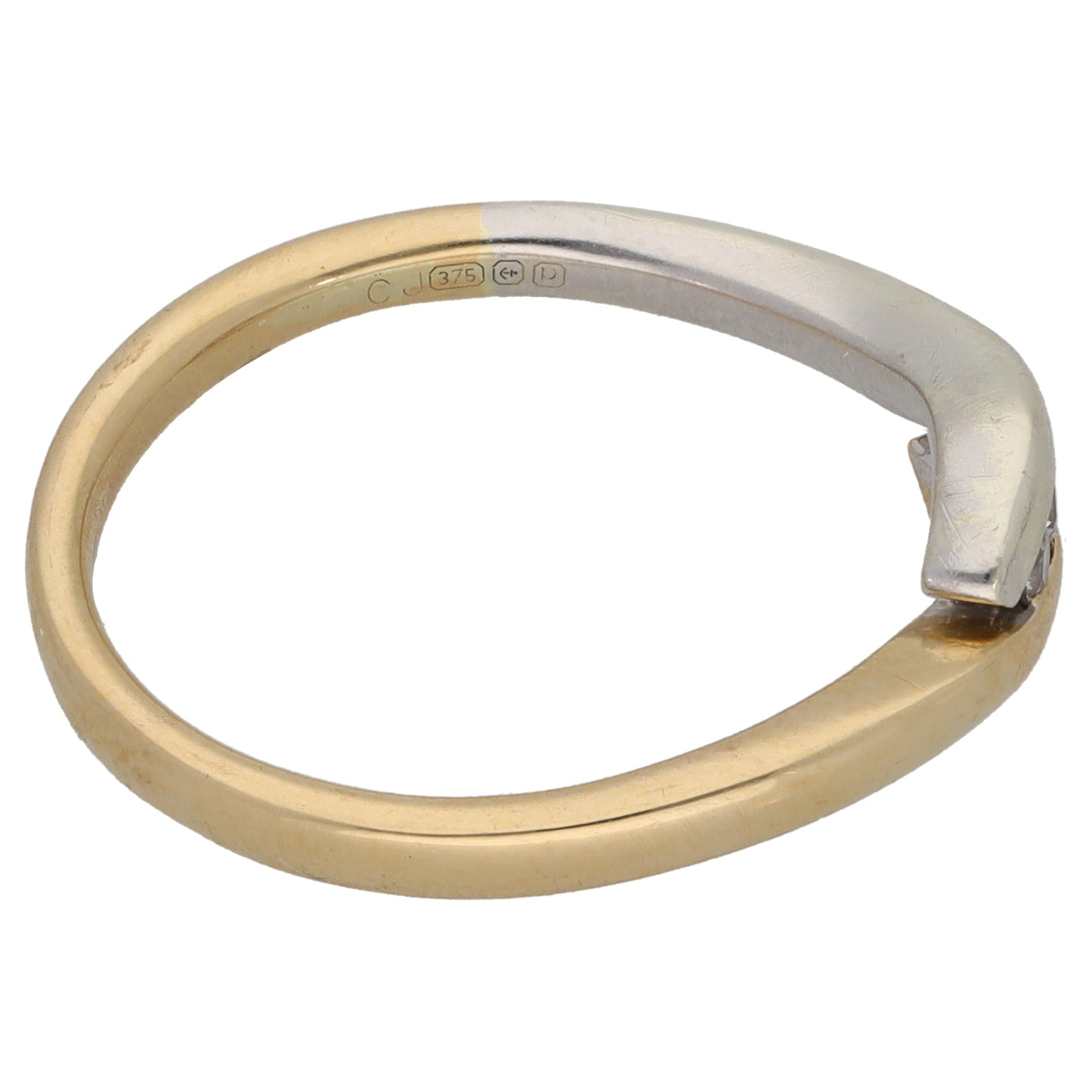 9ct Bicolour Gold 0.035ct Diamond Trilogy Ring Size O