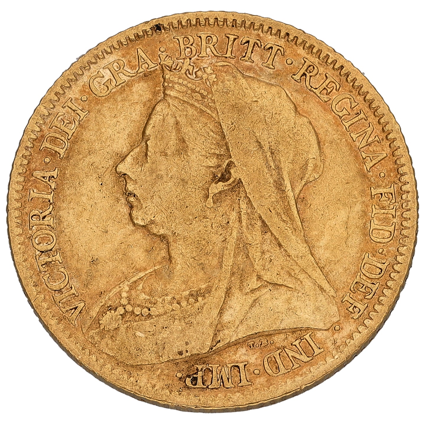 22ct Gold Queen Victoria Half Sovereign Coin 1900