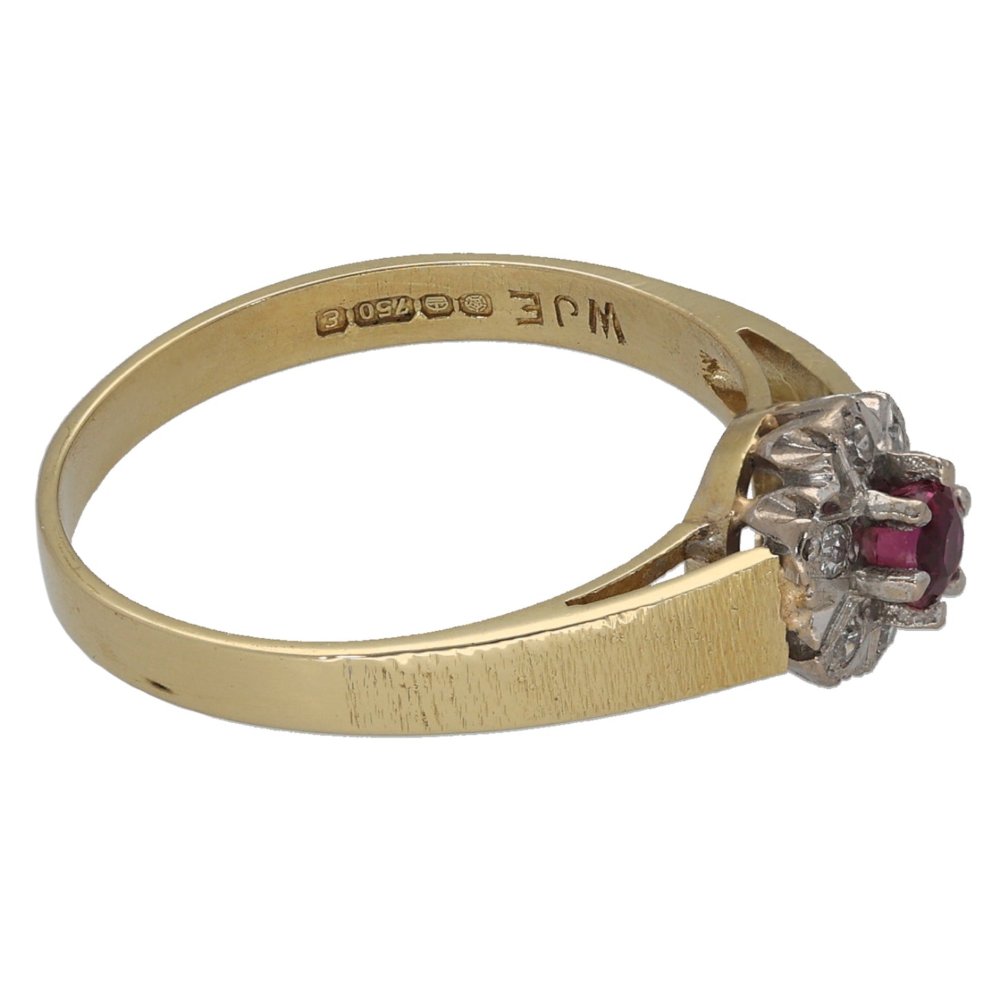 18ct Gold Ruby & 0.06ct Diamond Dress/Cocktail Ring Size O