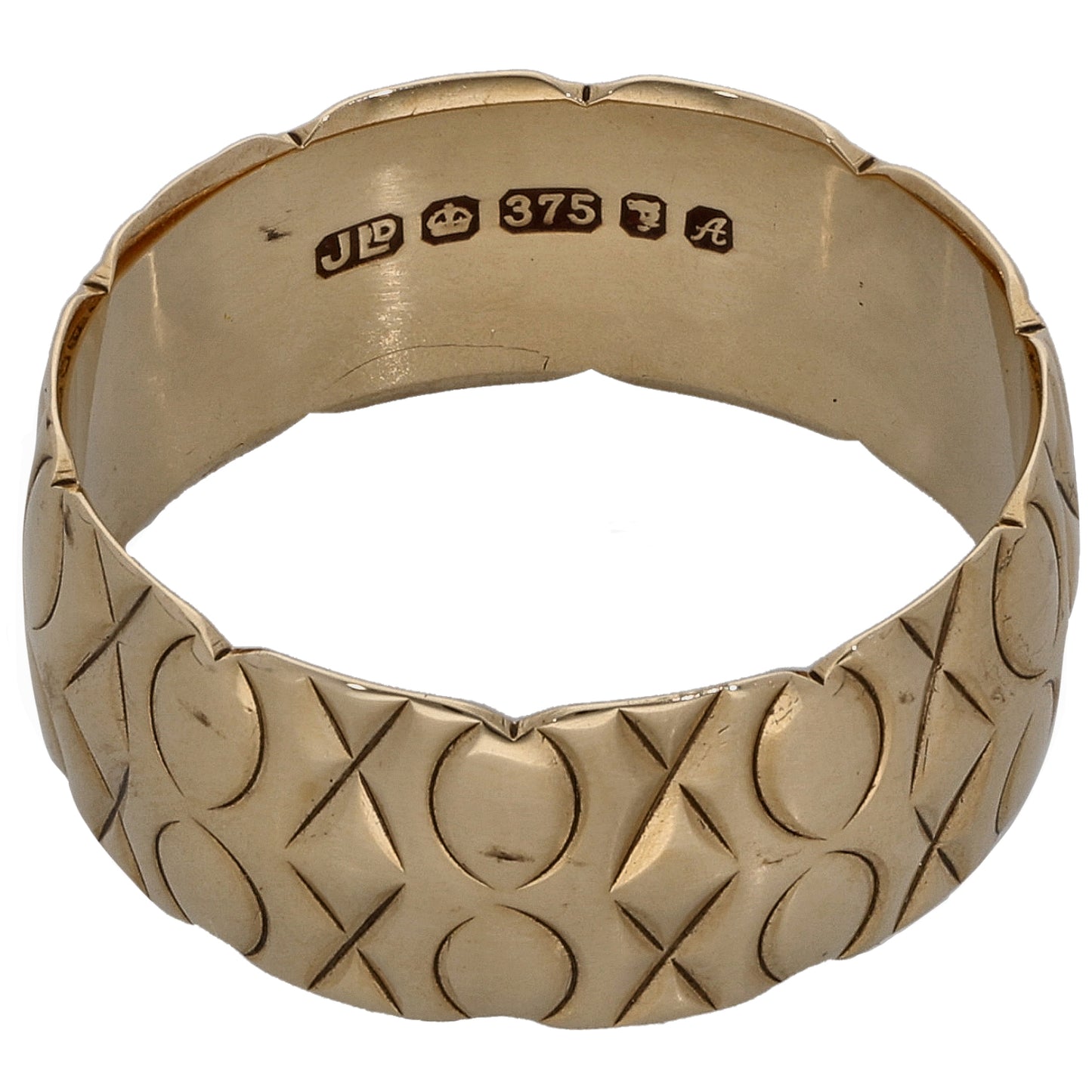 9ct Gold Patterned Wedding Ring Size O