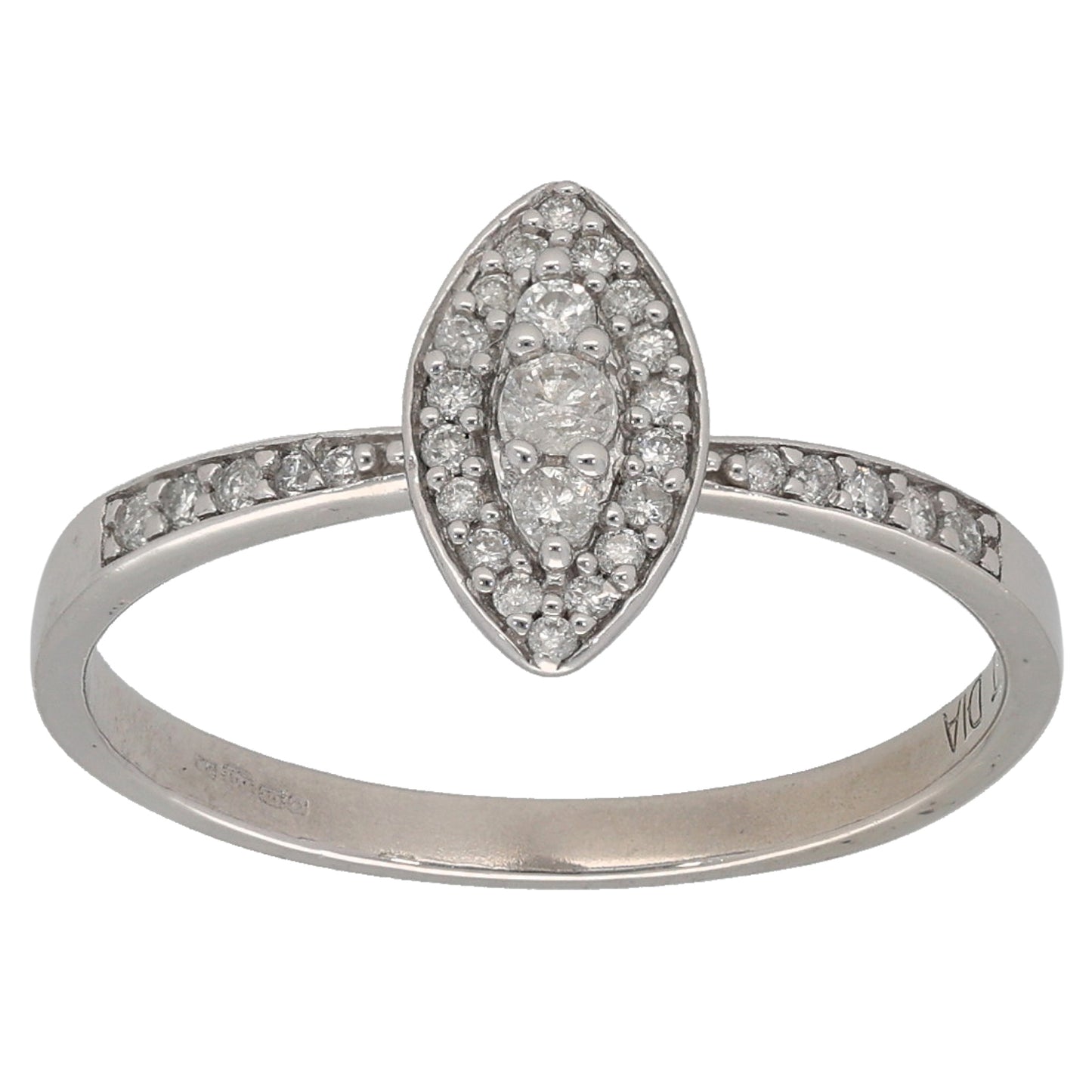 9ct White Gold 0.48ct Diamond Cluster Ring Size M