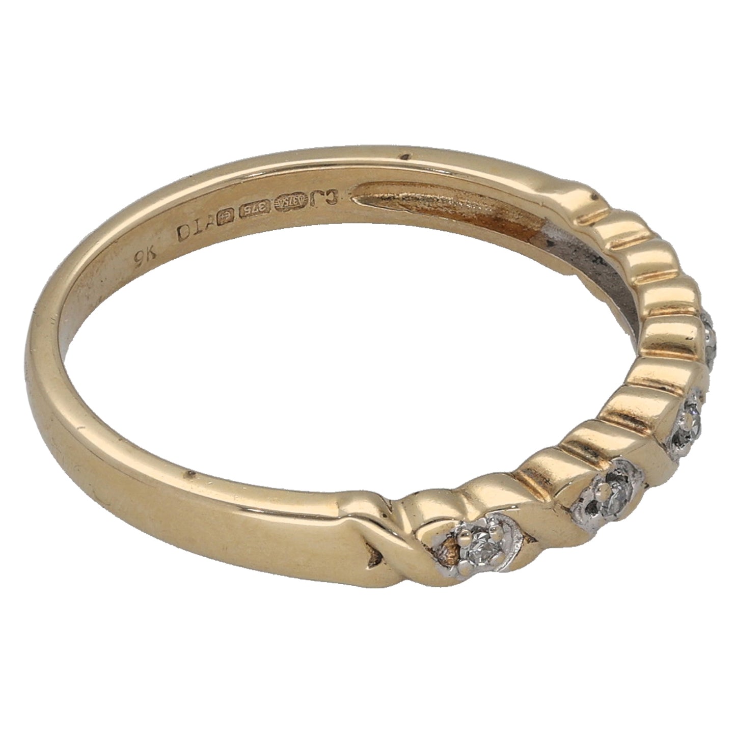 9ct Gold 0.05ct Diamond Half Eternity Ring Size M