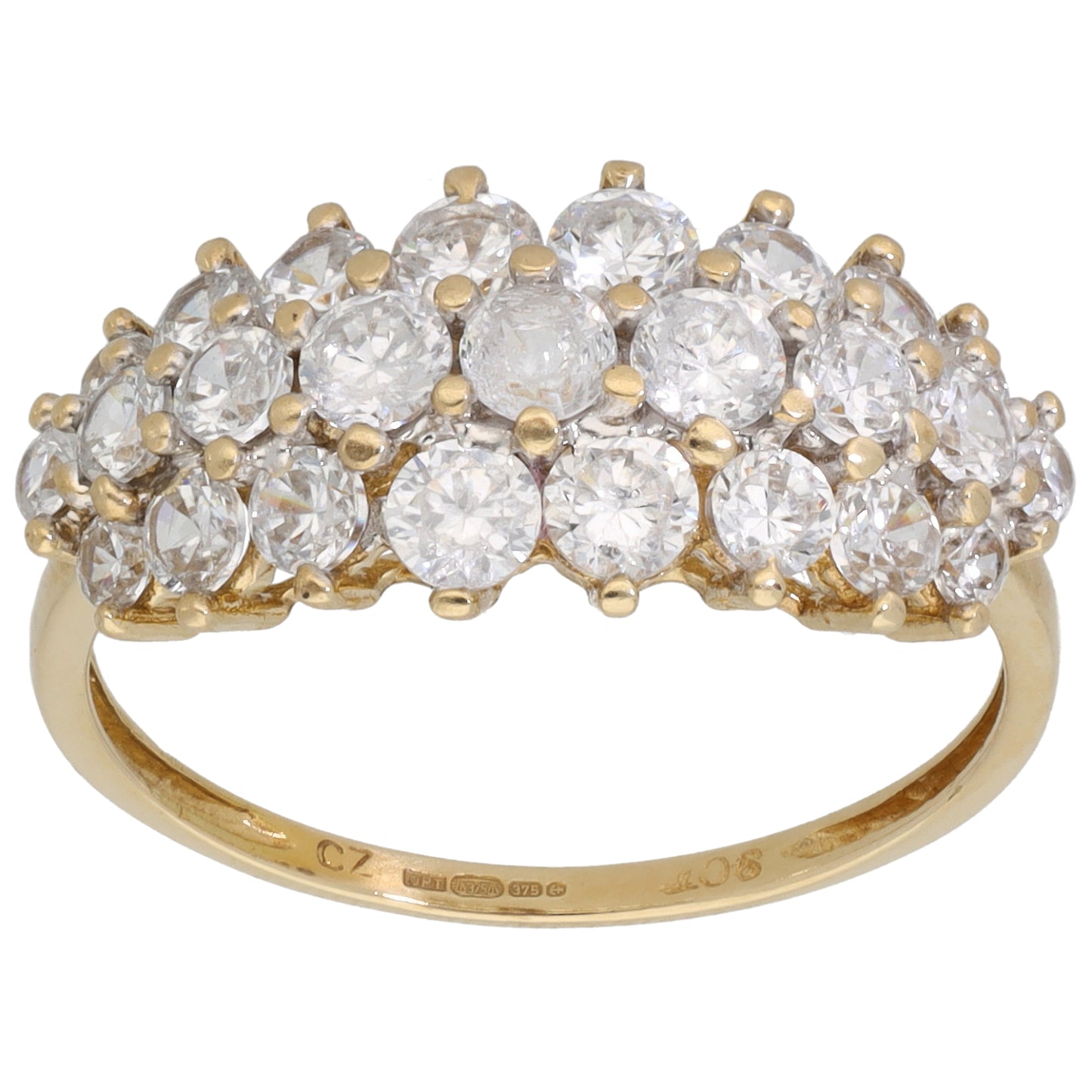 9ct Gold Cubic Zirconia Dress/Cocktail Ring Size P