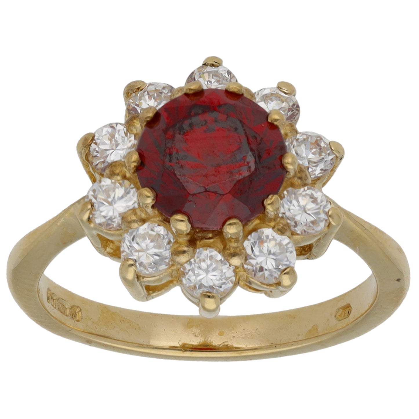 9ct Gold Imitation Gems Cluster Ring Size N