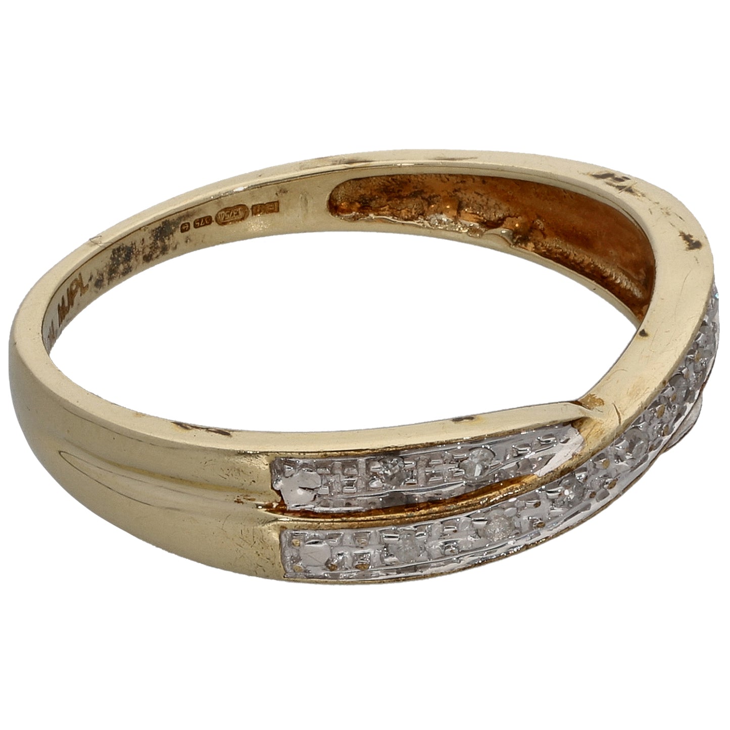 9ct Gold 0.065ct Diamond Half Eternity Ring Size N