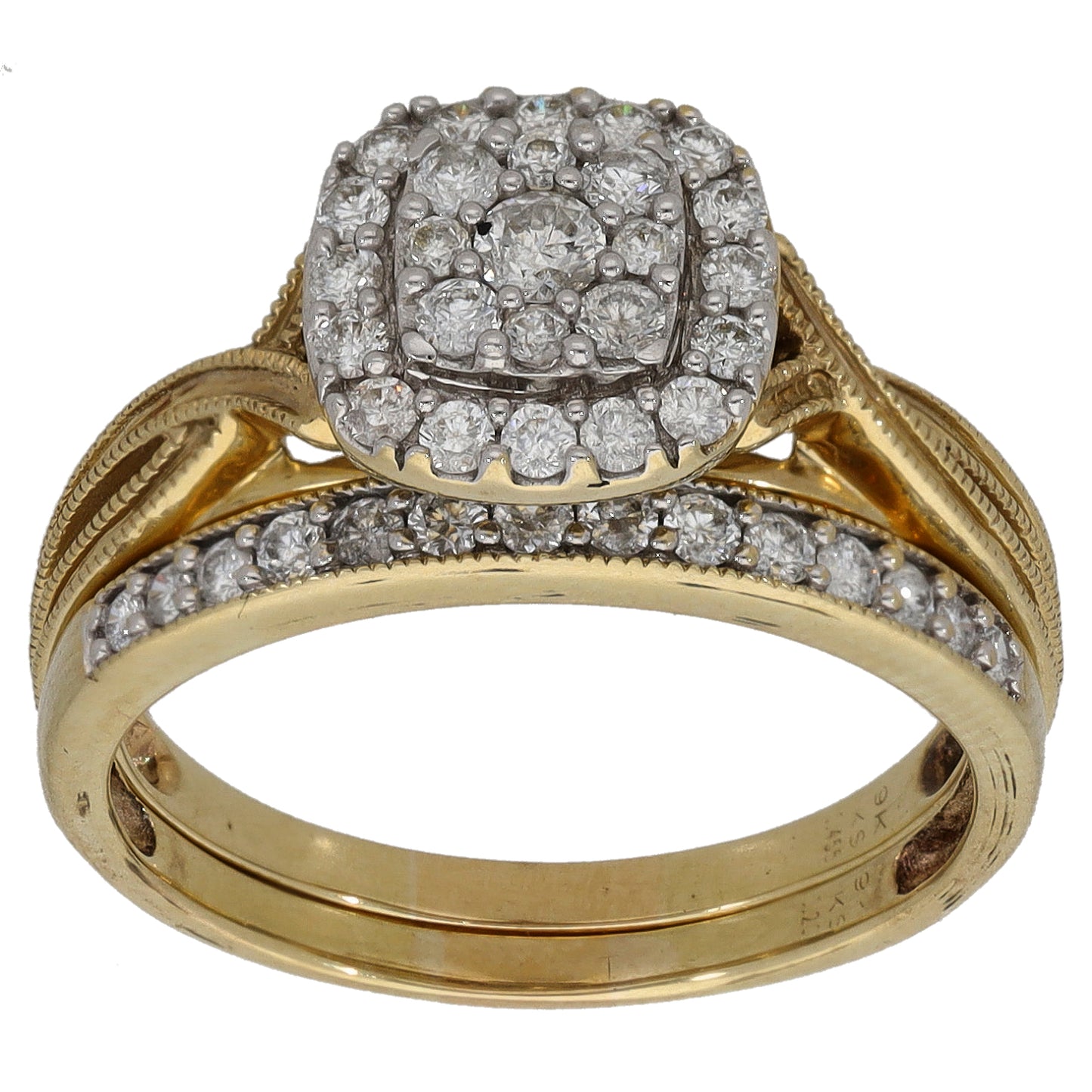 9ct Gold 0.655ct Diamond Ring Set Size P
