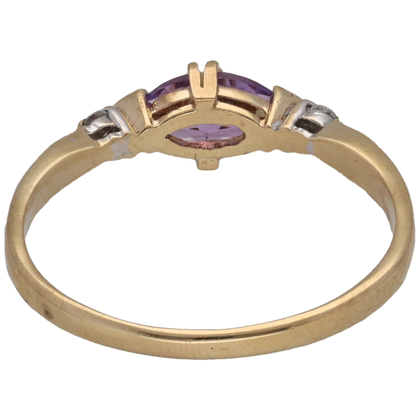 9ct Gold Amethyst & 0.02ct Diamond Dress/Cocktail Ring Size P