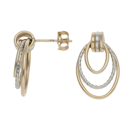 9ct Bi-Colour Gold Drop Earrings