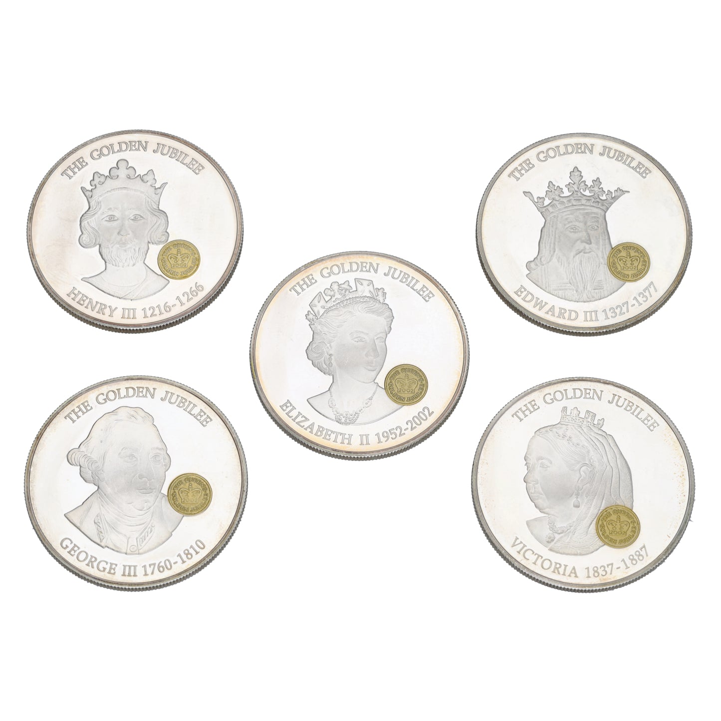Silver The Golden Jubilee Monarchs 10 Dollars Coins x5 2002