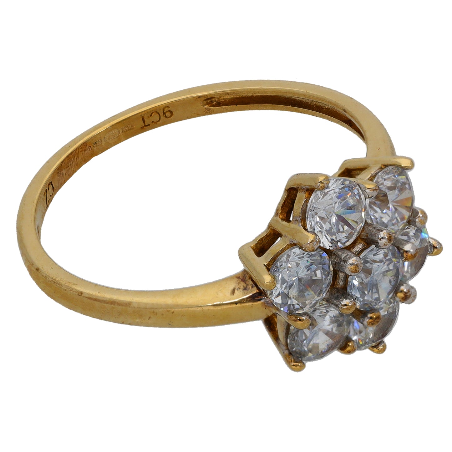 9ct Gold Cubic Zirconia Cluster Ring Size L