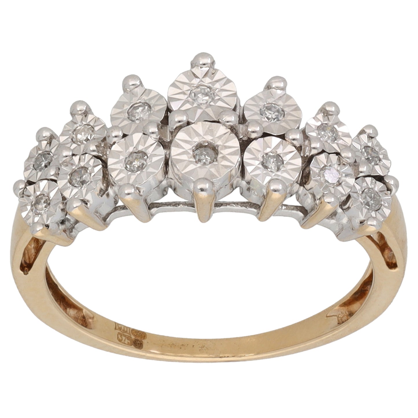 9ct Bicolour Gold 0.10ct Diamond Dress/Cocktail Ring Size M