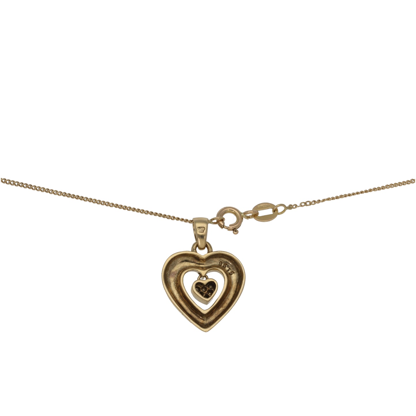 9ct Gold 0.03ct Diamond Heart Pendant With Chain