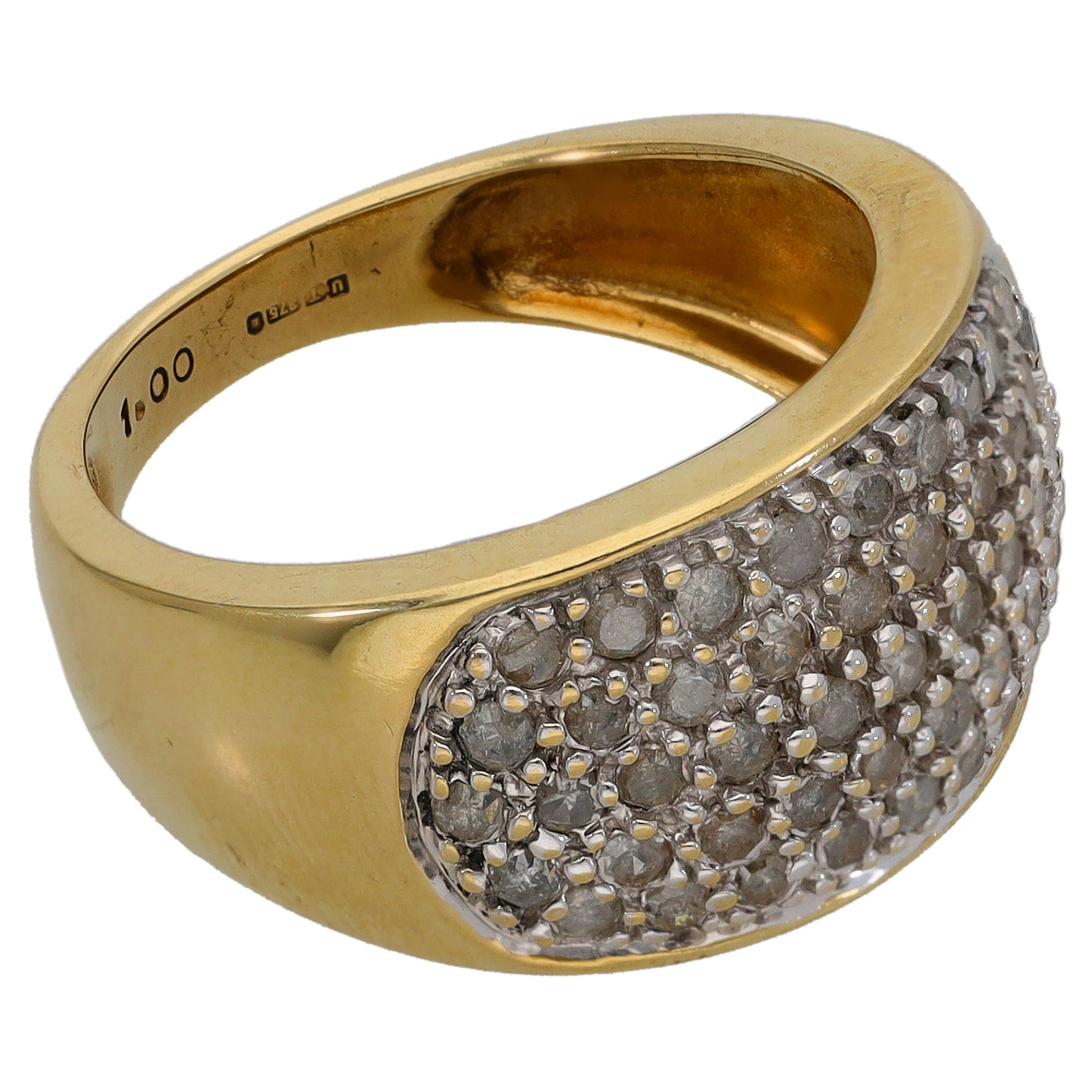 9ct Gold 1.00ct Diamond Dress/Cocktail Ring Size M