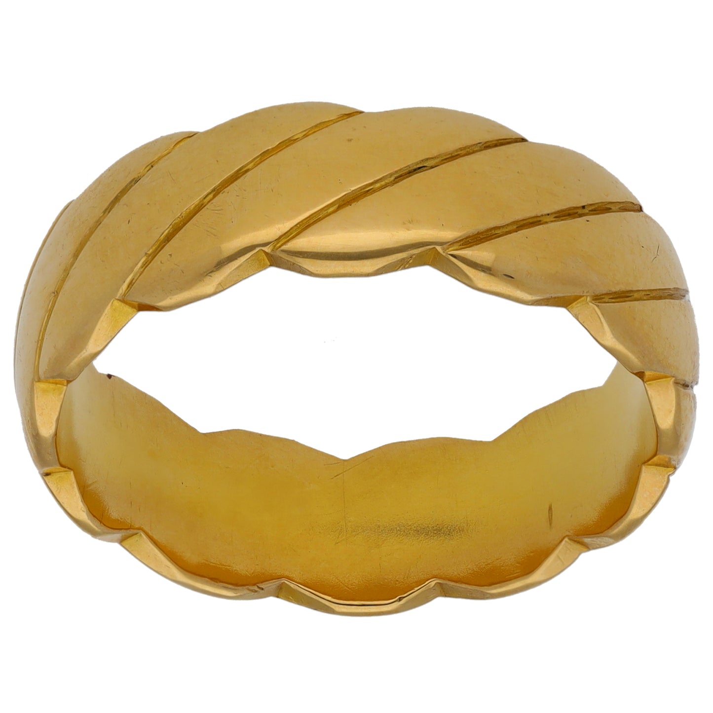 18ct Gold Patterned Wedding Ring Size U