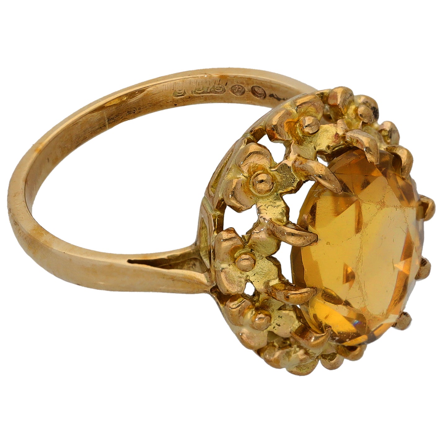 9ct Gold Citrine Single Stone Ring Size L