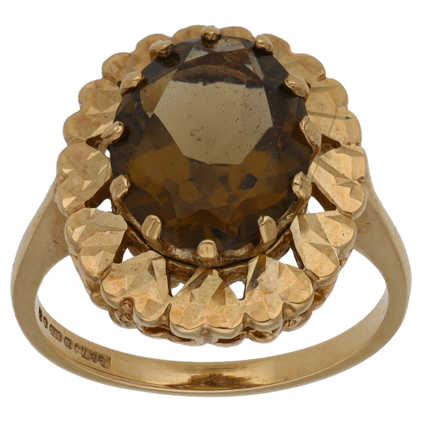 9ct Gold Smoky Quartz Single Stone Ring Size O