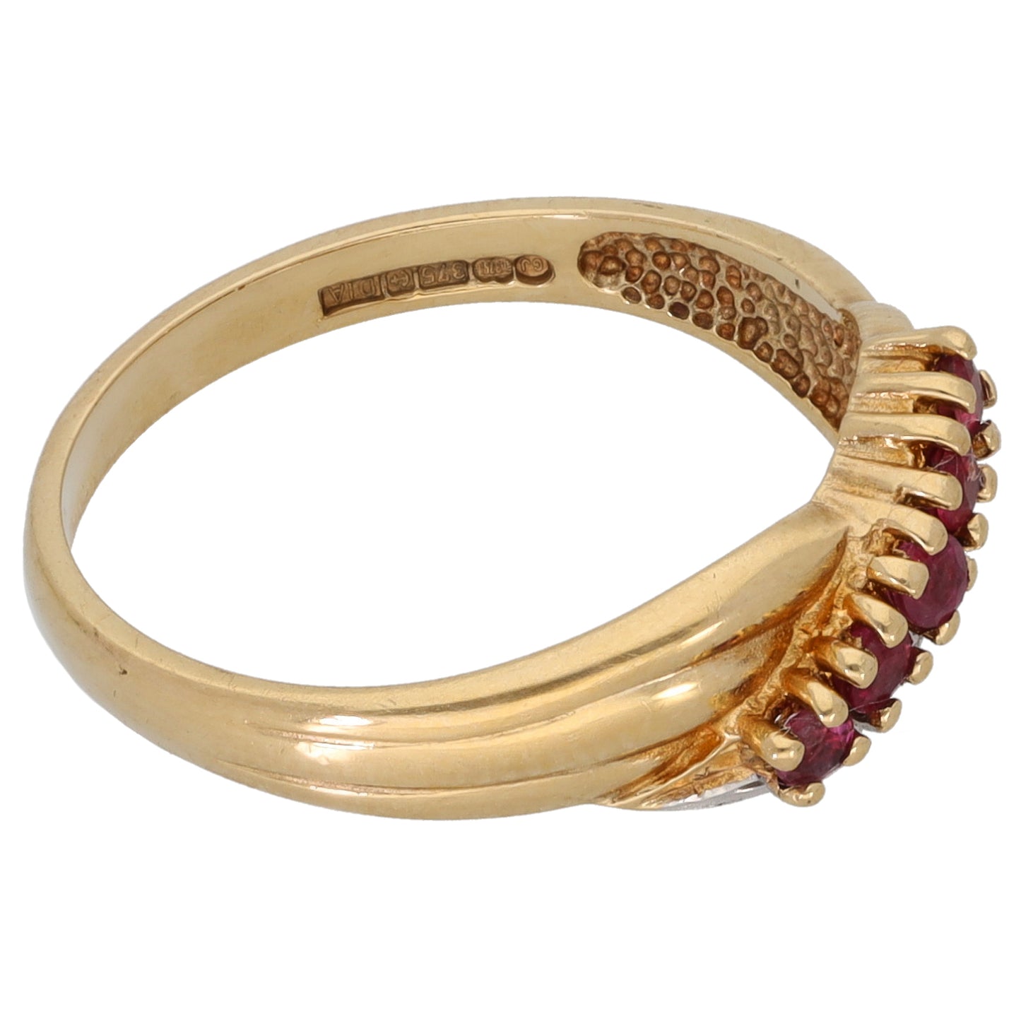9ct Gold Ruby & 0.01ct Diamond Dress/Cocktail Ring Size N