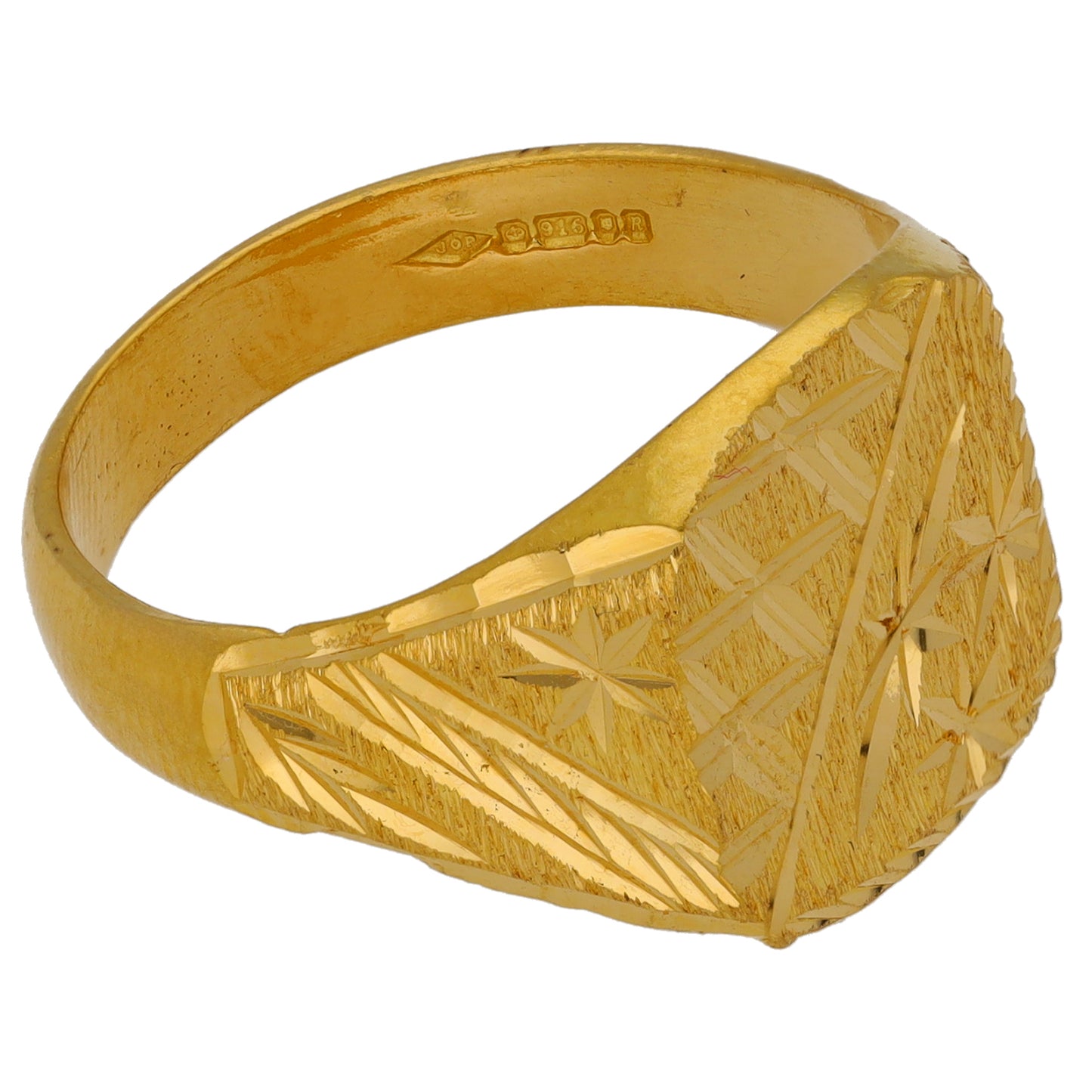 22ct Gold Patterned Signet Ring Size U