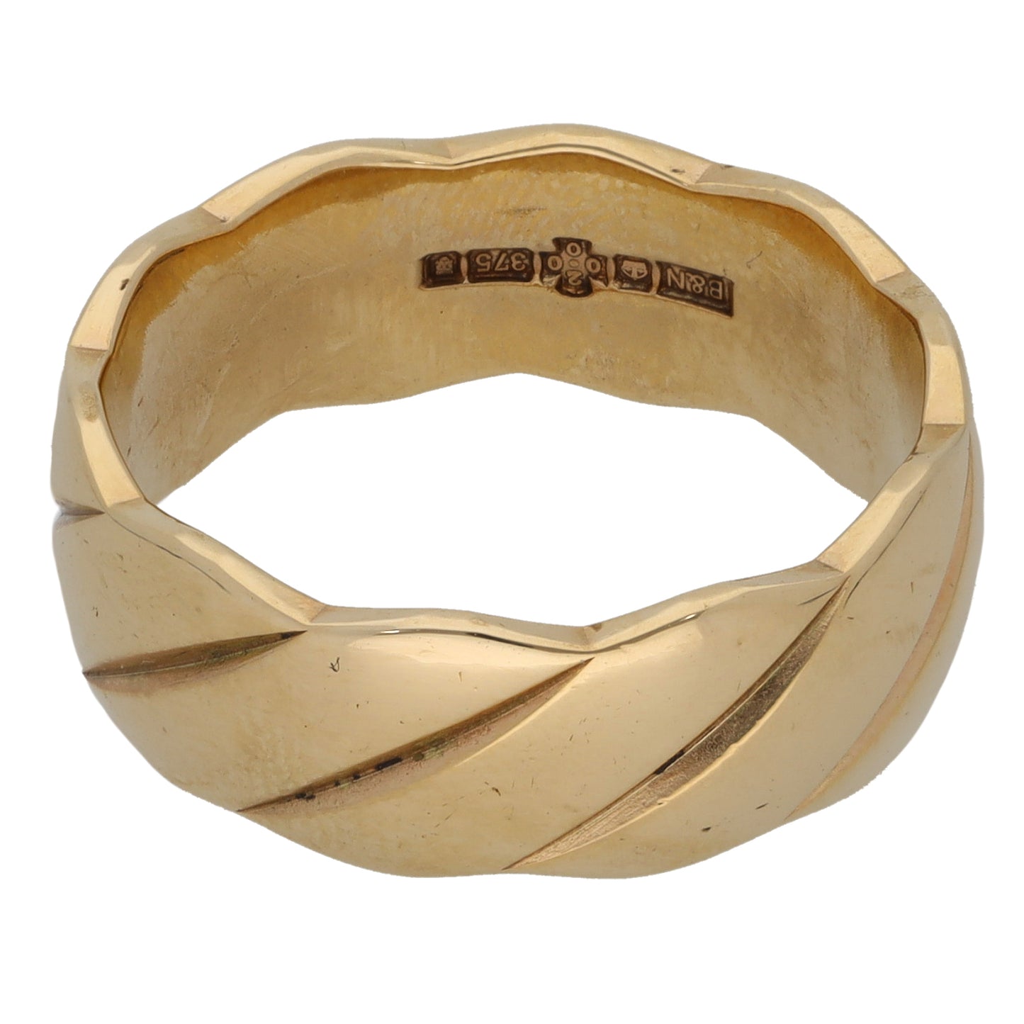 9ct Gold Patterned Wedding Ring Size P