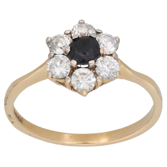 9ct Gold Sapphire & Cubic Zirconia Dress/Cocktail Ring Size O