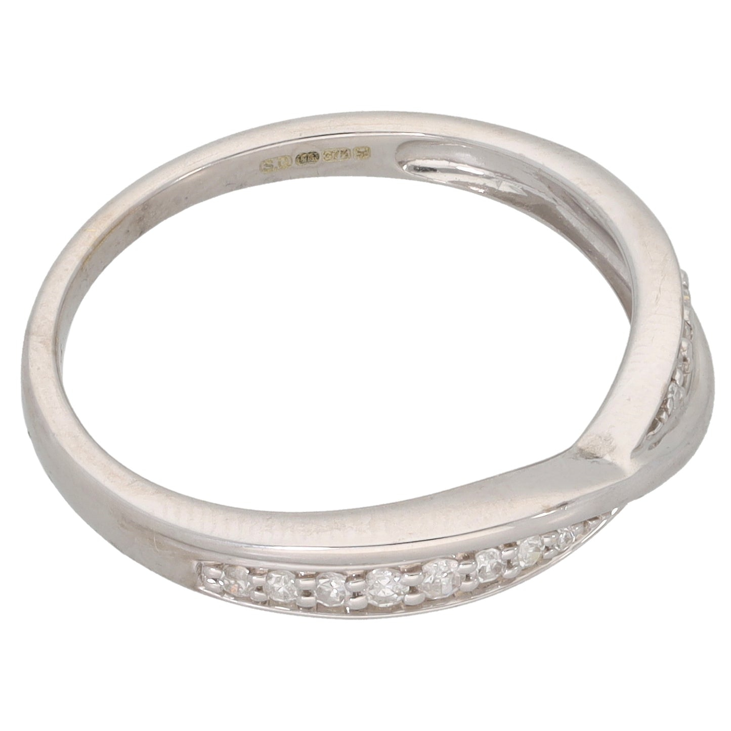 9ct White Gold 0.15ct Diamond Half Eternity Ring Size P