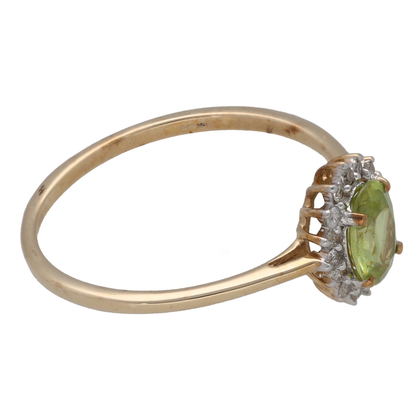 9ct Gold Sphene & 0.08ct Diamond Dress/Cocktail Ring Size S
