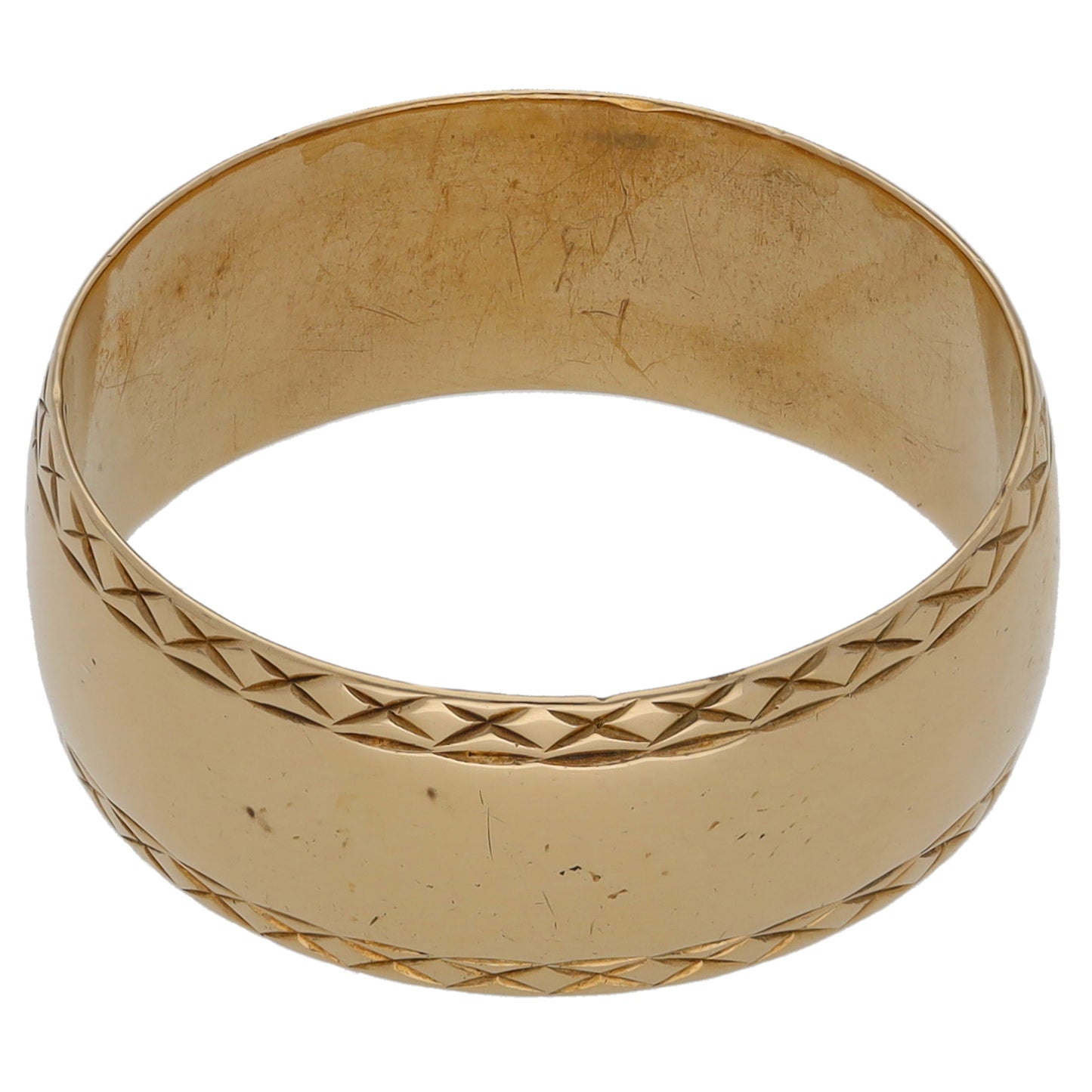 9ct Gold Patterned Wedding Ring Size R