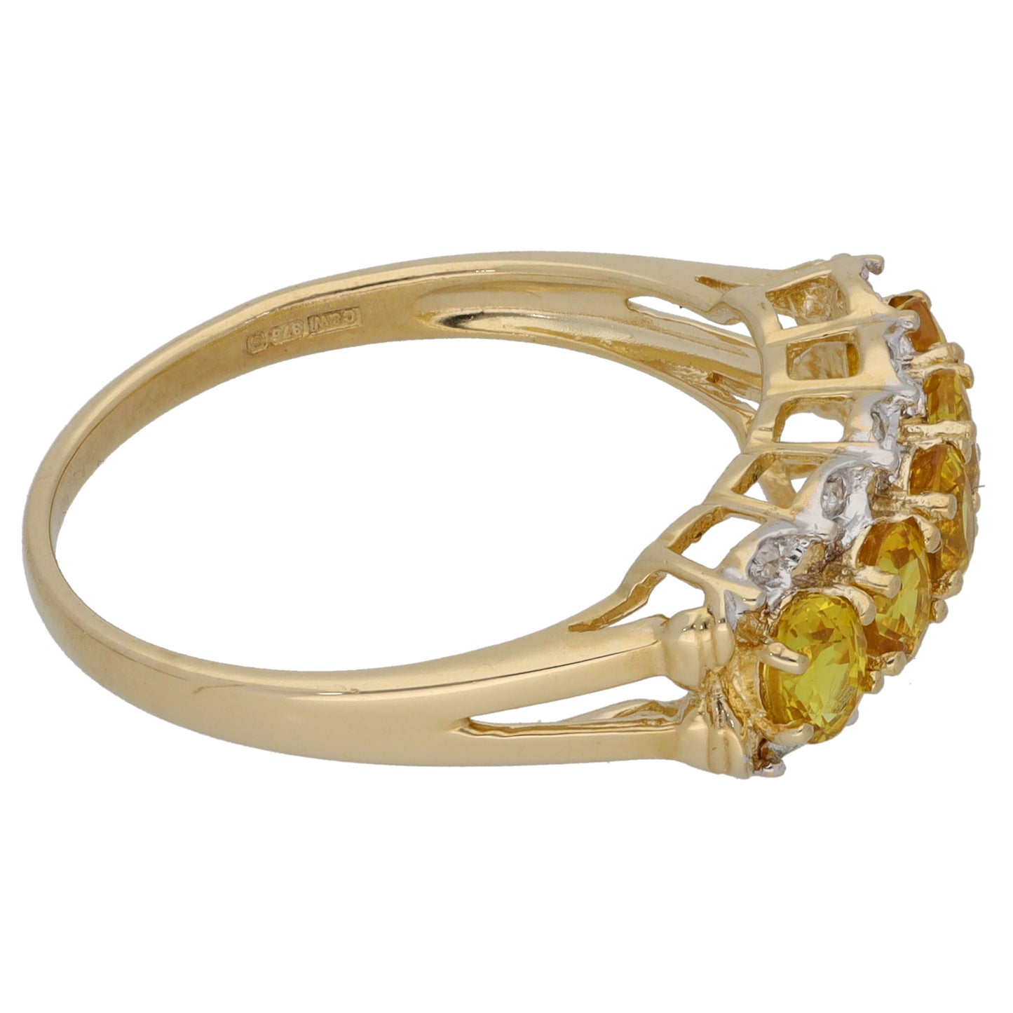 9ct Gold Sapphire & 0.05ct Diamond Dress/Cocktail Ring Size T