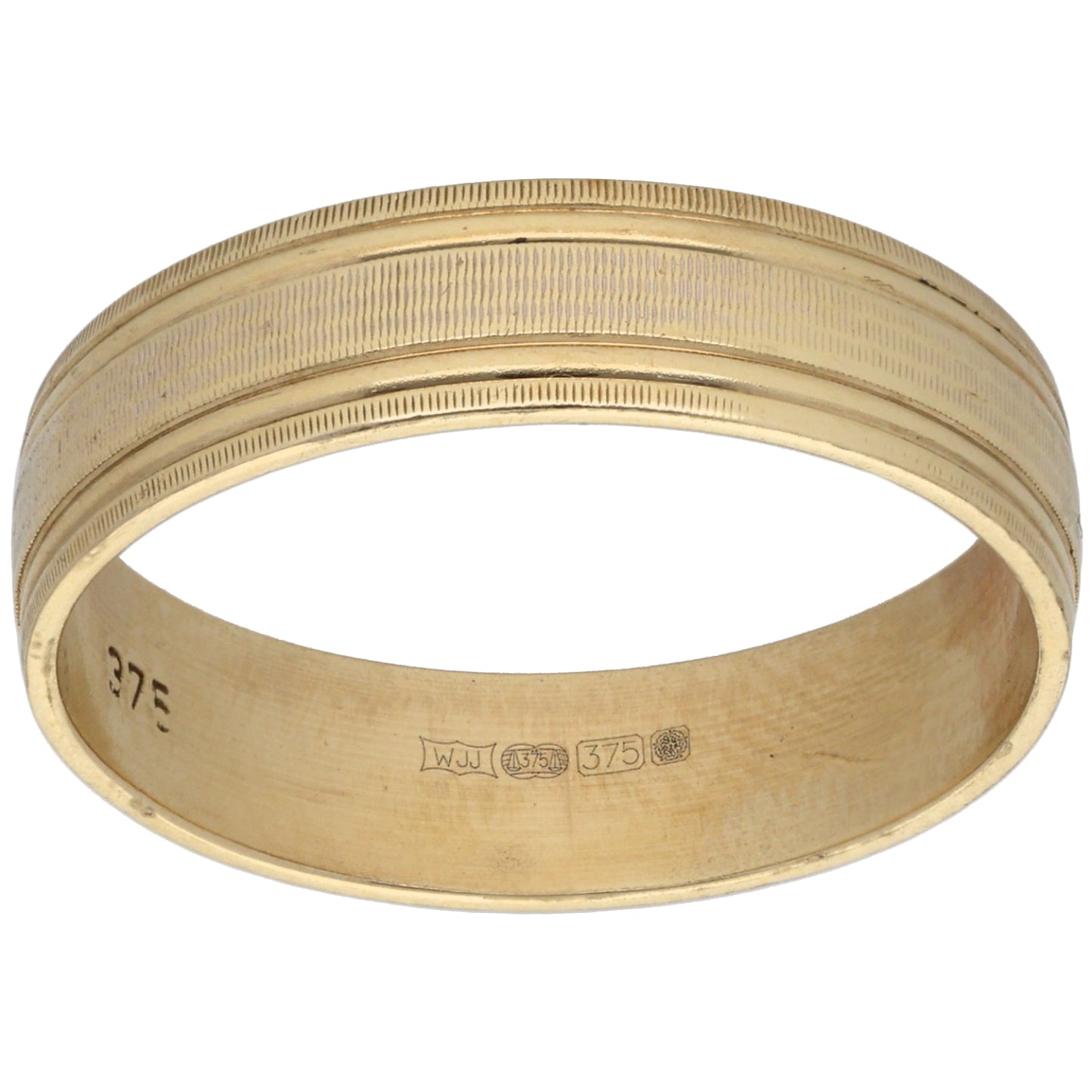 9ct Bi-Colour Gold Patterned Wedding Ring Size U
