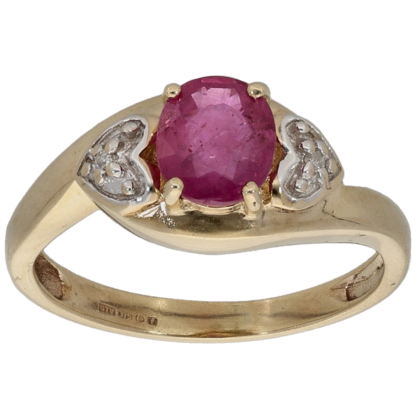 9ct Gold Ruby & 0.01ct Diamond Dress/Cocktail Ring Size L