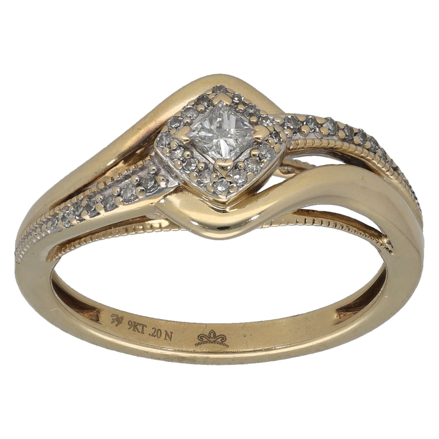 9ct Gold 0.20ct Diamond Cluster Ring Size L