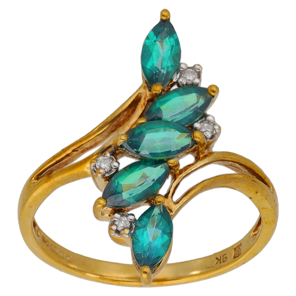 9ct Gold Coated Topaz & 0.02ct Diamond Dress/Cocktail Ring Size N