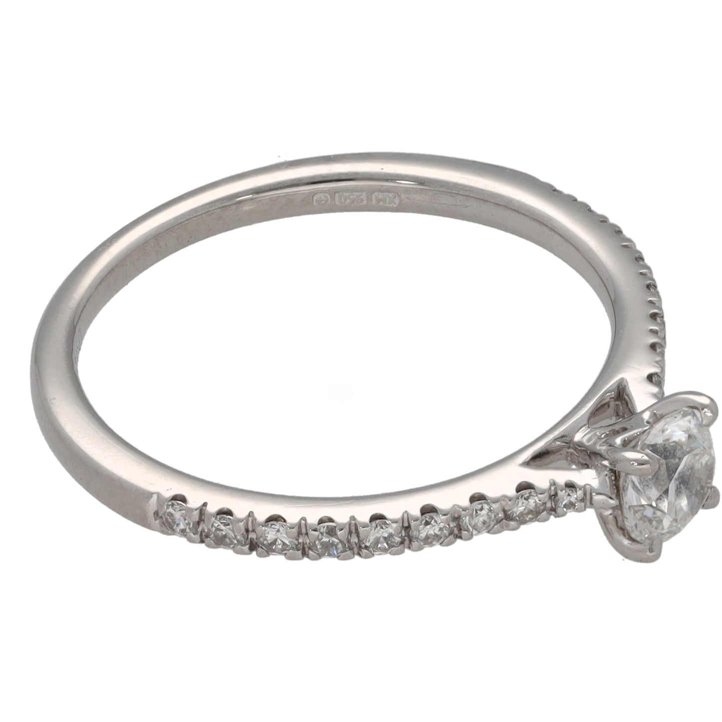 Platinum 0.50ct Diamond Solitaire Ring With Accent Stones Size N