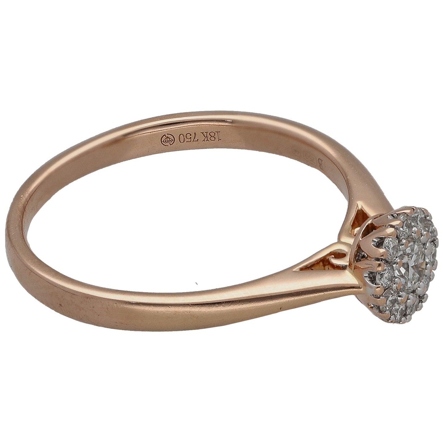 18ct Rose Gold 0.27ct Diamond Cluster Ring Size P