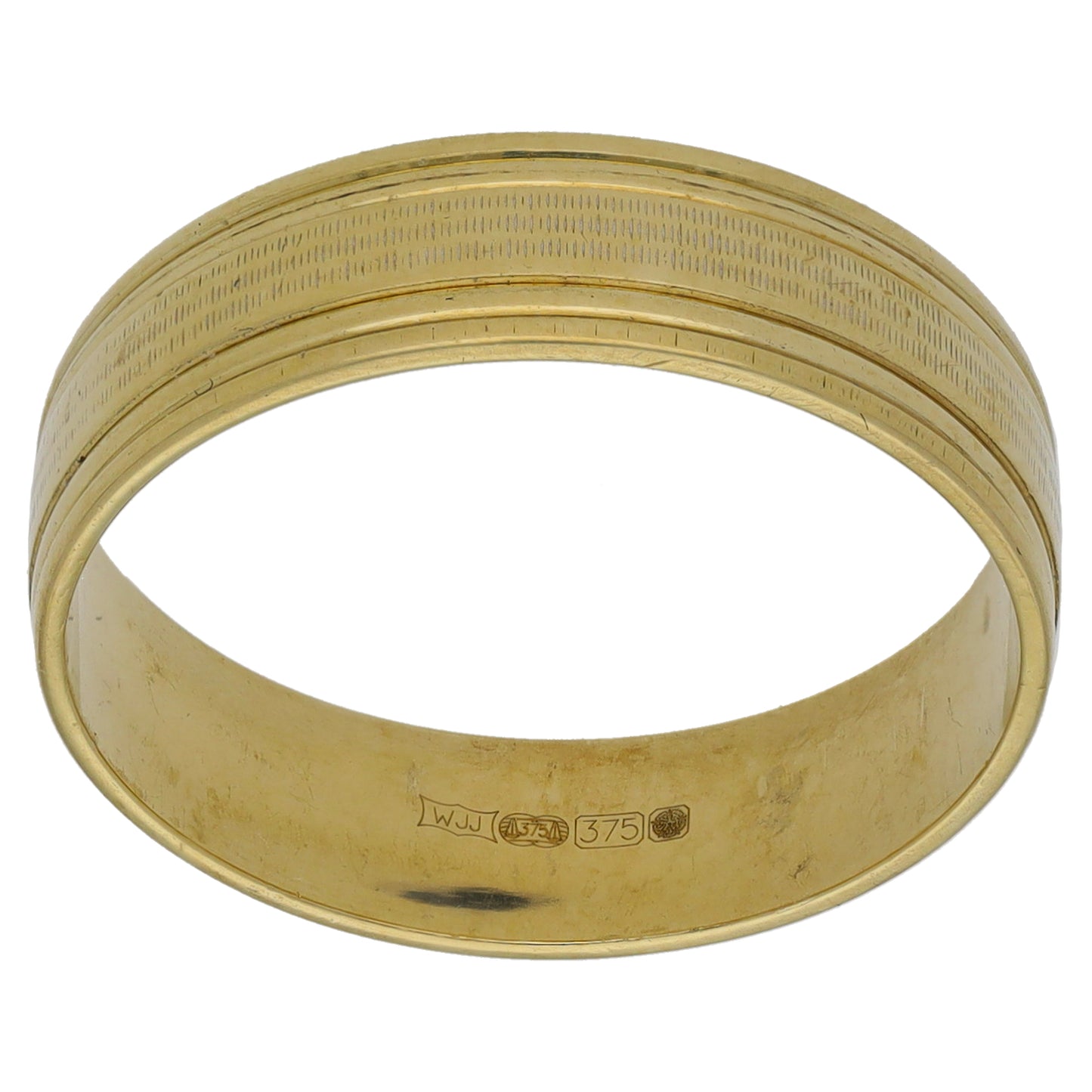 9ct Gold Patterned Wedding Ring Size R
