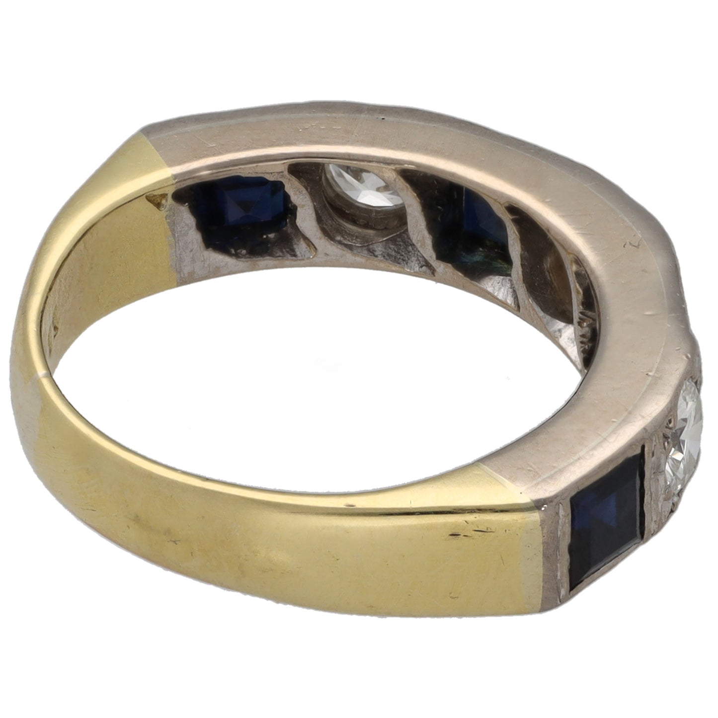 18ct Gold Sapphire & 0.60ct Diamond Half Eternity Ring Size K
