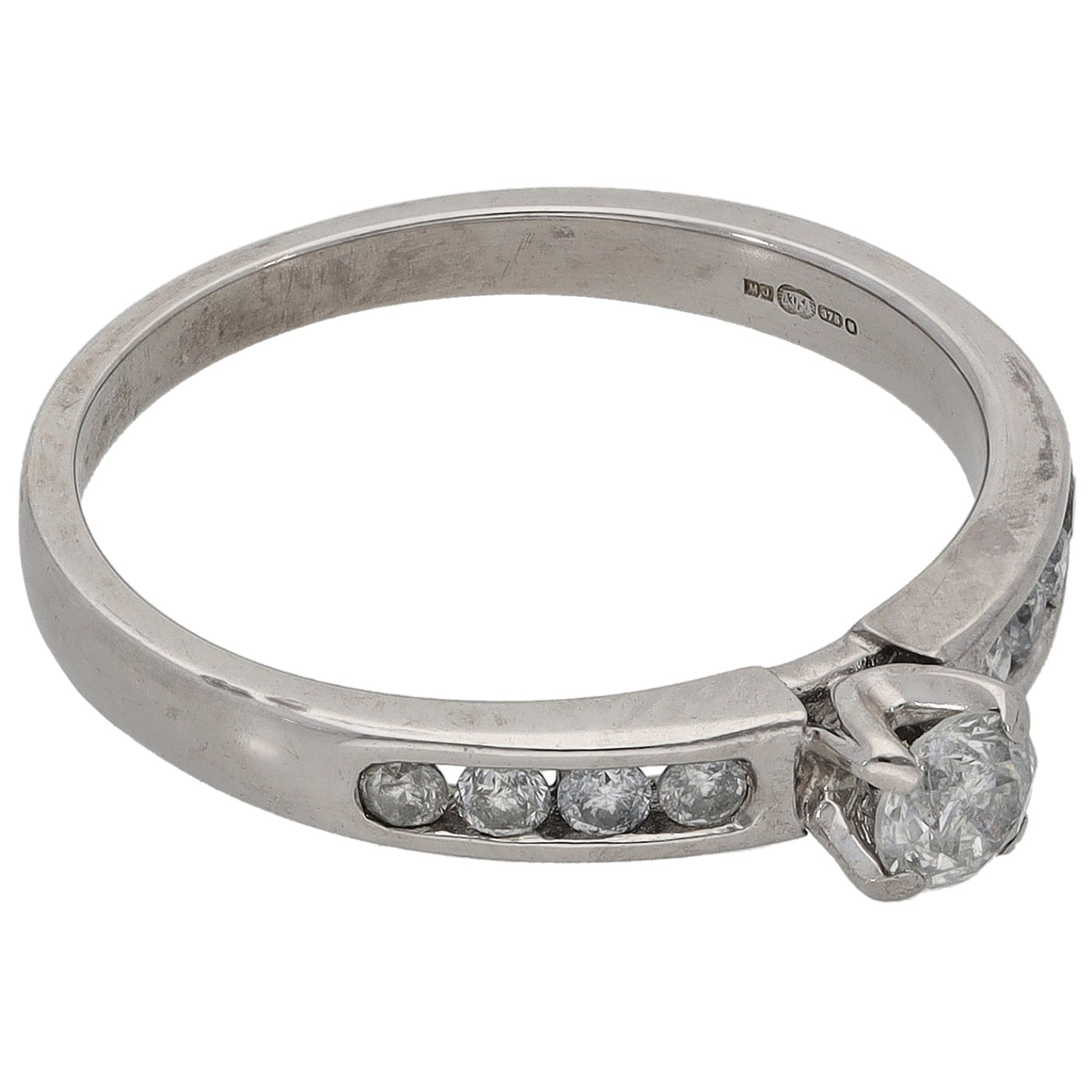 9ct Gold 0.33ct Diamond Solitaire Ring With Accent Stones Size L