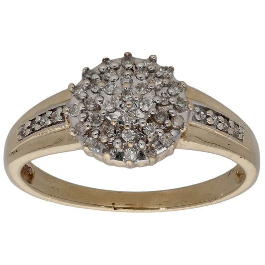 9ct Gold 0.20ct Diamond Cluster Ring Size P