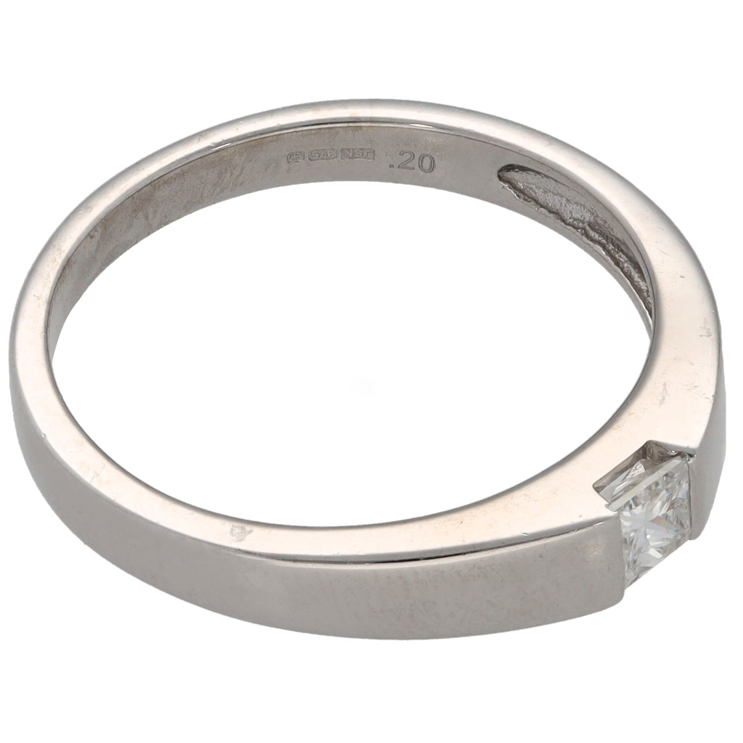 9ct White Gold 0.20ct Diamond Solitaire Ring Size P