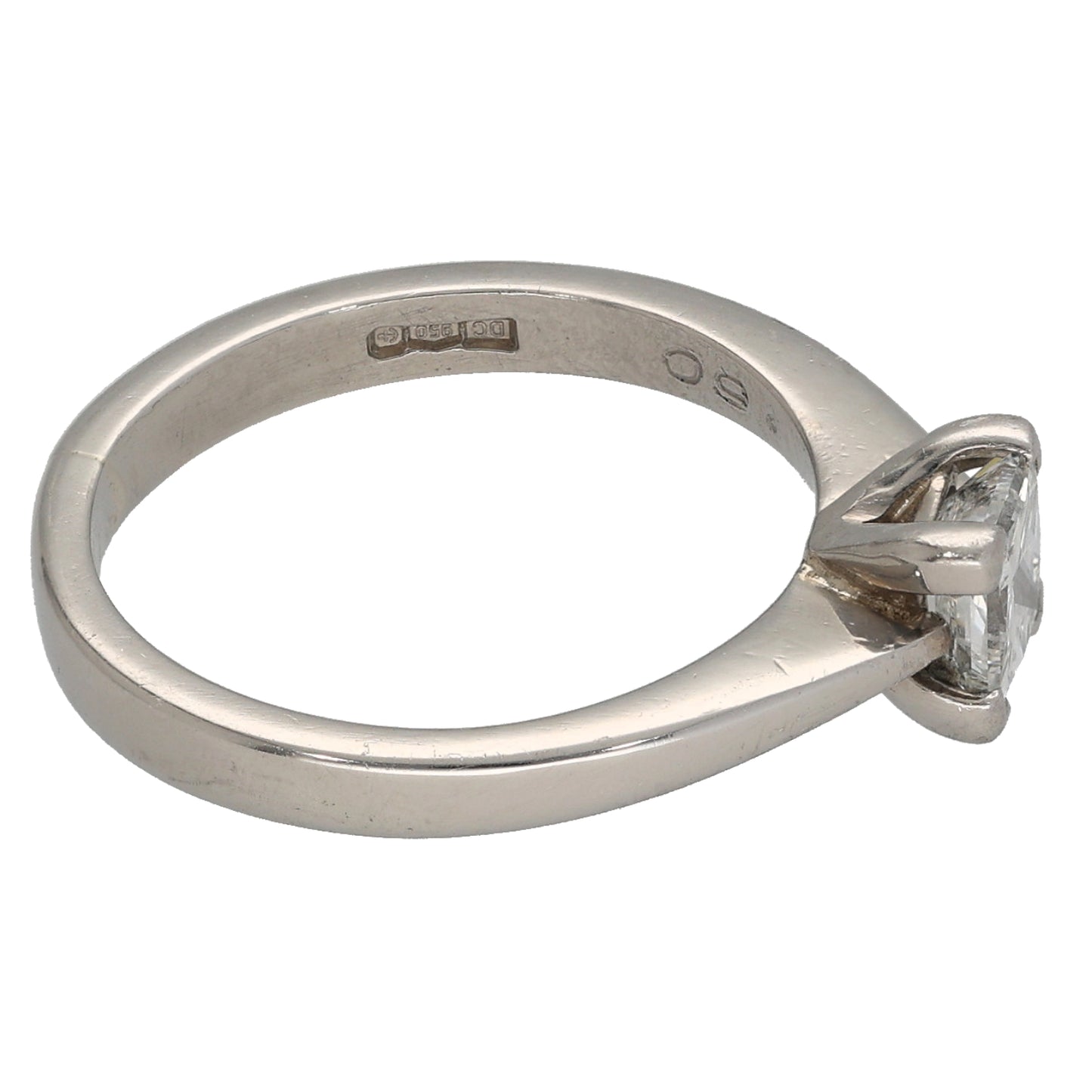 Platinum 0.50ct Square Diamond Solitaire Ring Size K
