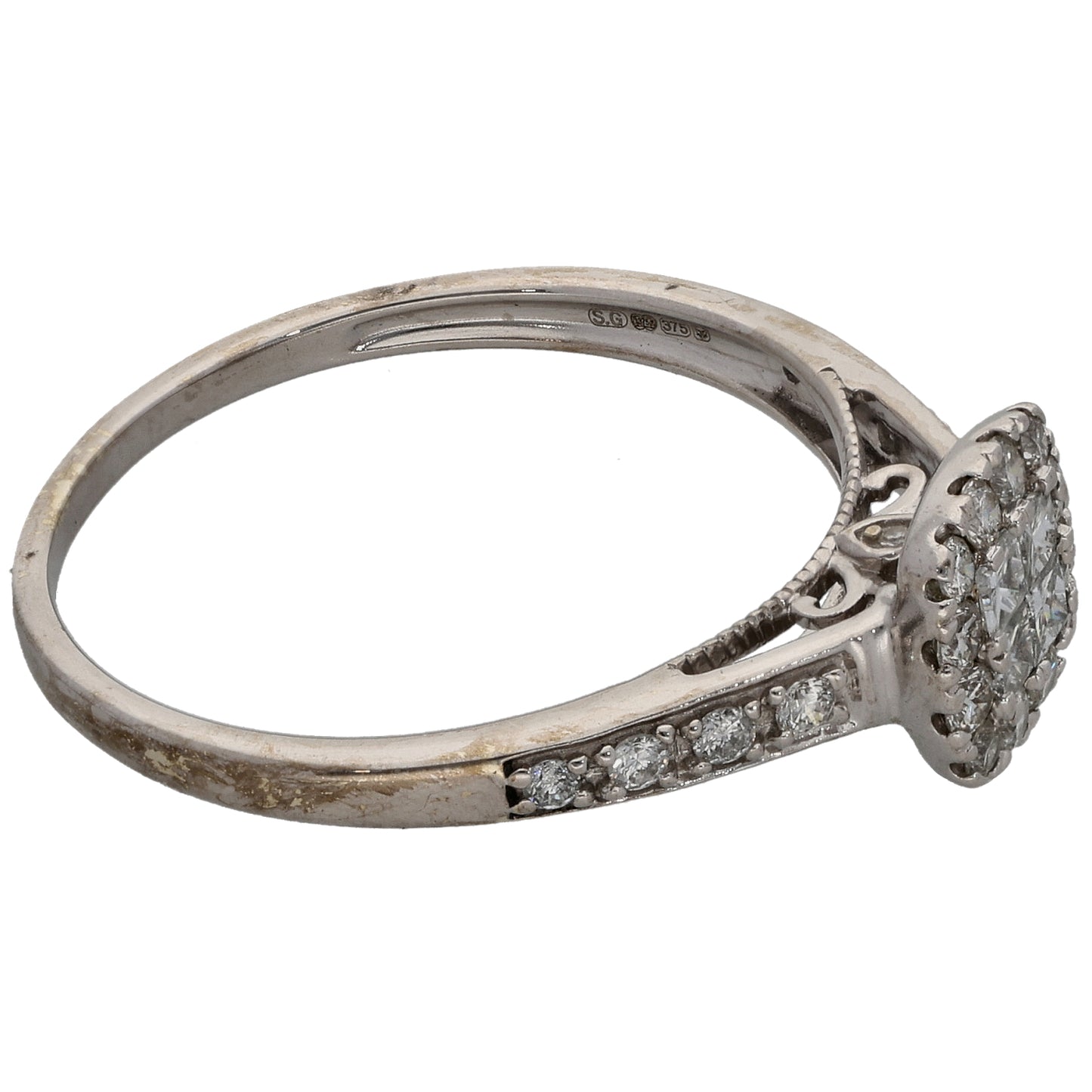 9ct White Gold 0.66ct Diamond Cluster Ring Size U