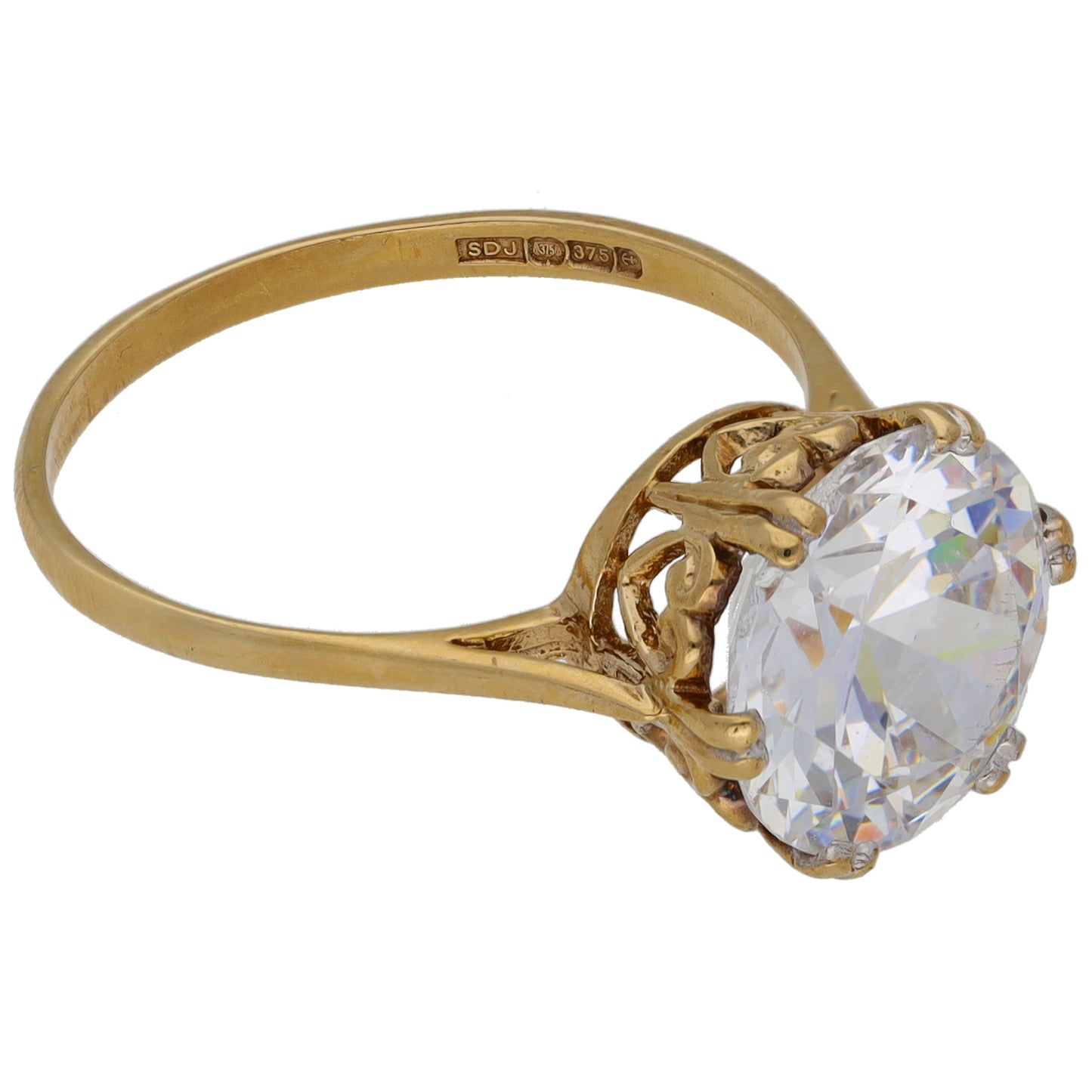9ct Gold Cubic Zirconia Single Stone Ring Size O