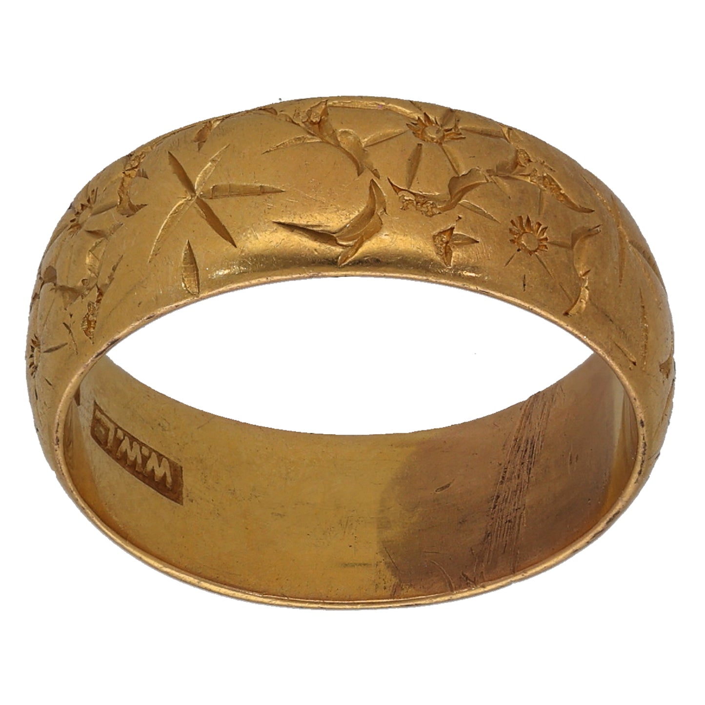 22ct Gold Patterned Wedding Ring Size M