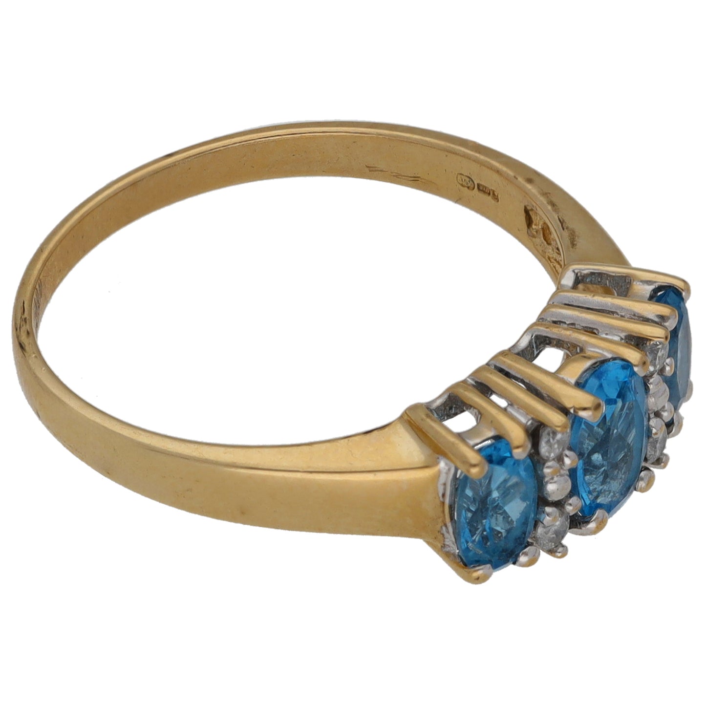 9ct Gold Topaz & 0.08ct Diamond Dress/Cocktail Ring Size N