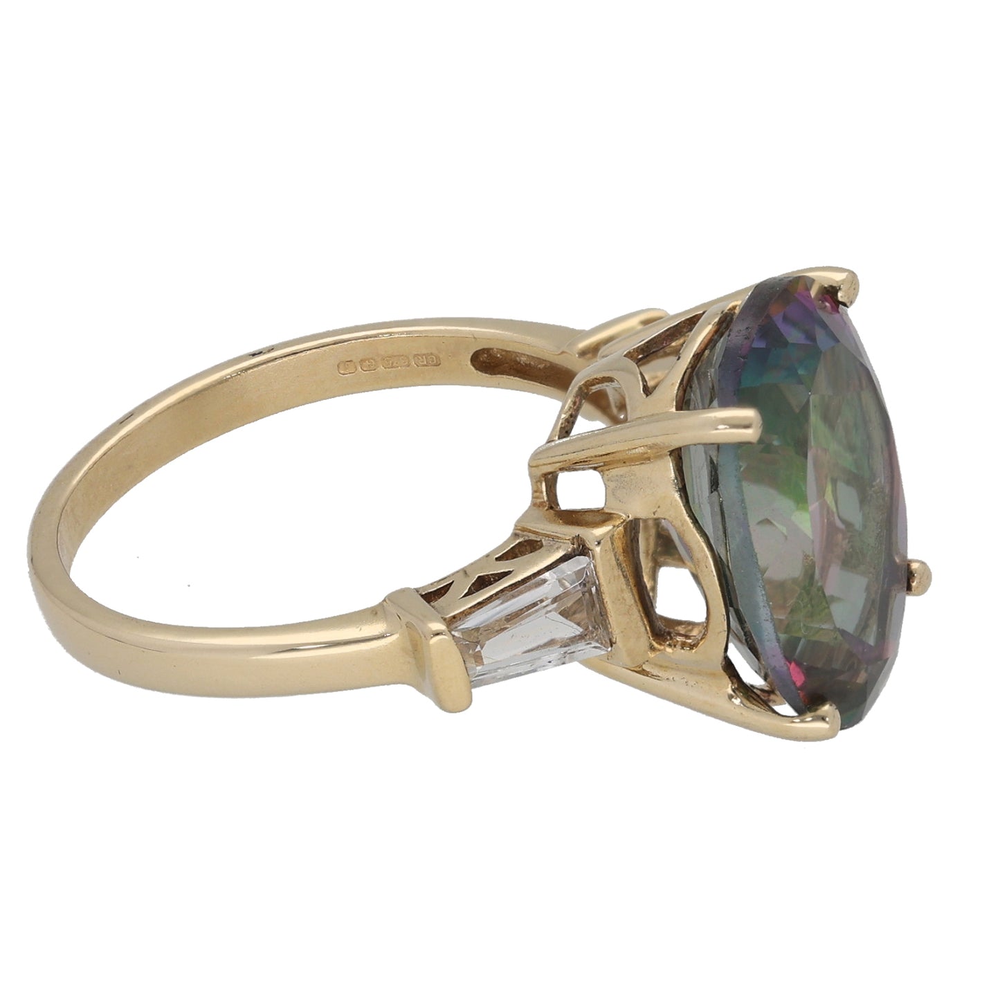 9ct Gold Imitation Gems Dress/Cocktail Ring Size M