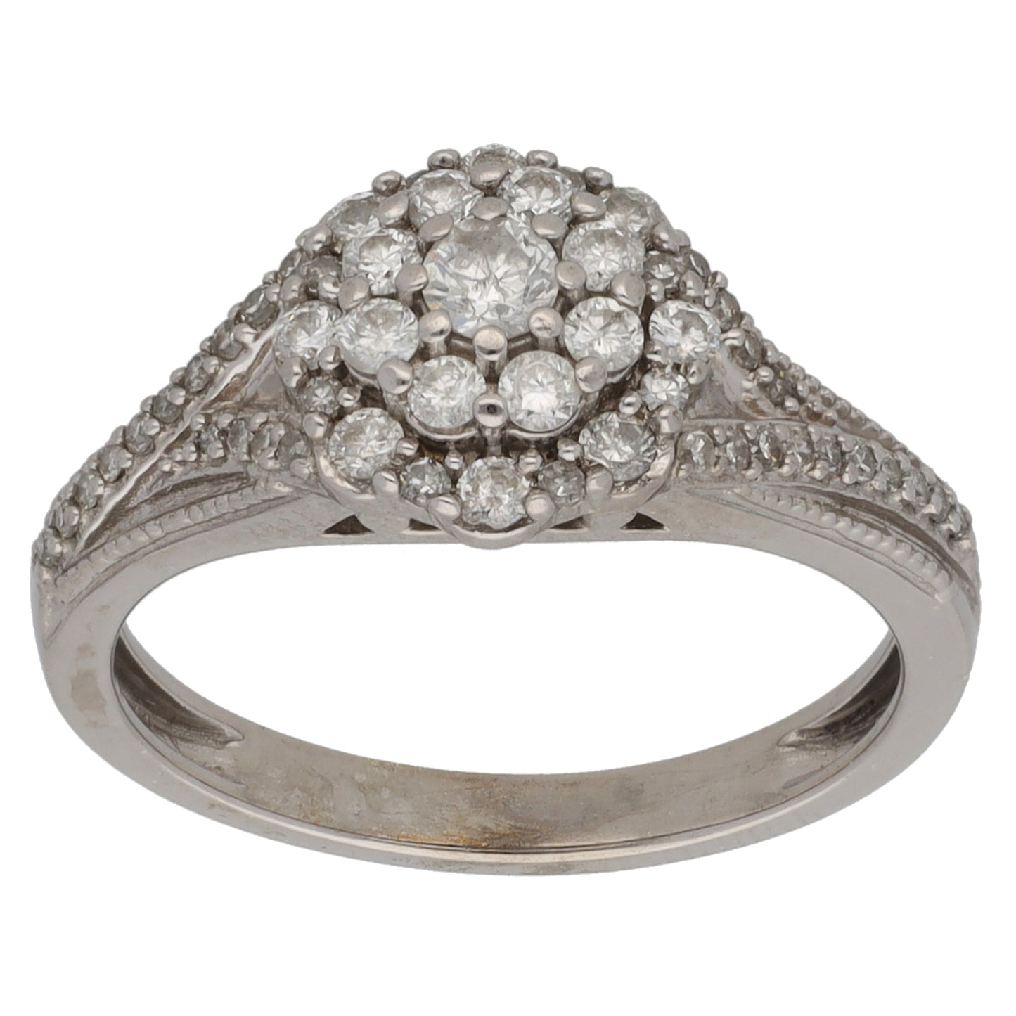 9ct White Gold 0.61ct Diamond Cluster Ring Size K